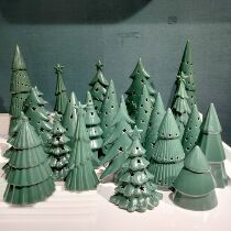 New ceramic green Christmas tree ornaments with 24 styles to choose from. Samples are unique. Take one and save one.