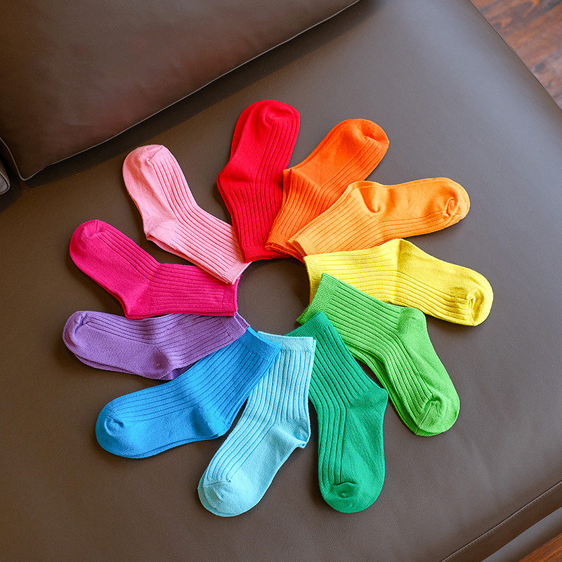 next alice Children's midbarrel socks 2021 girls candy color pure cotton socks boy thin baby breathable short socks