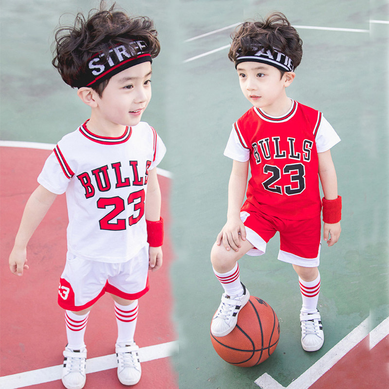 next alice Boys Kit 2023 Summer Children's Pure Cotton Basketball Clothes Girls Short Sleeve Kids