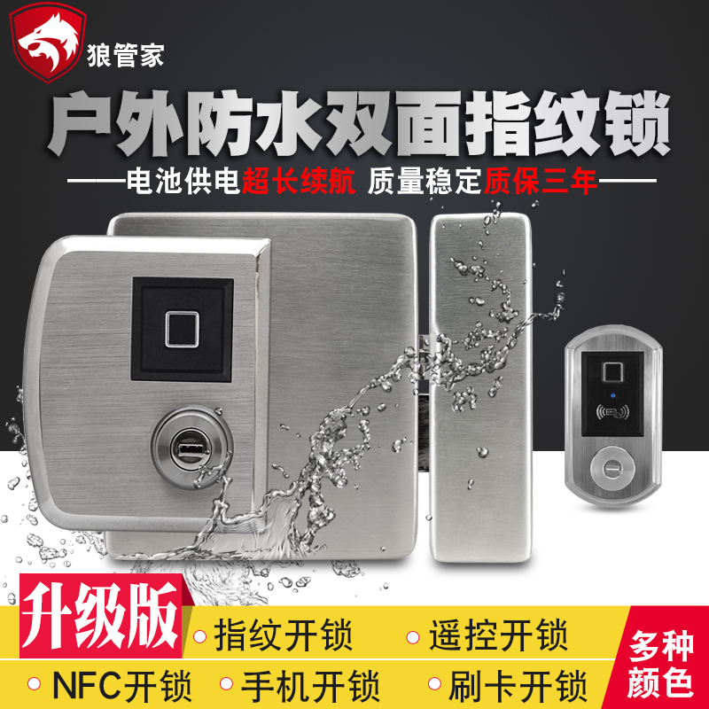 Wolf Butler Villa Hollow Wrought Iron Garden Door Lock Double-sided Waterproof Fingerprint Lock Outdoor Rainproof Brush Card Lock Remote Control Lock