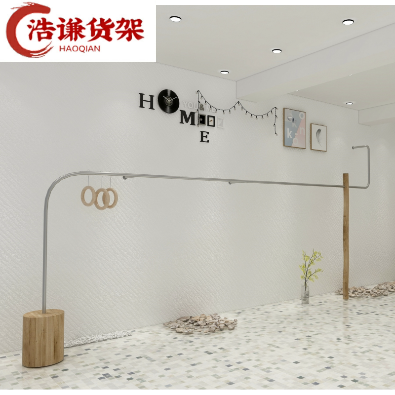 The clothing store all store design 3D graph stainless steel drawing clothing store hanging garment frame women's clothing display stand on the wall