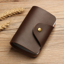  Handmade crazy horse leather multi-card card bag buckle mens retro cowhide card bag leather card bag Japanese ID card bag