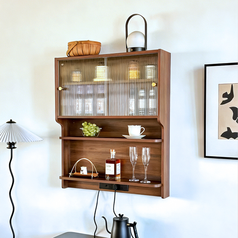 Solid Wood Suspended Sideboard Glass Wall Cabinet Living Room Kitchen Wall-Mounted Storage Cabinet Cup Holder Storage Cabinet Solid Wood Suspended Sideboard Glass Wall Cabinet Living Room Kitchen Wall-Mounted Storage Cabinet Cup Holder Storage Cabinet