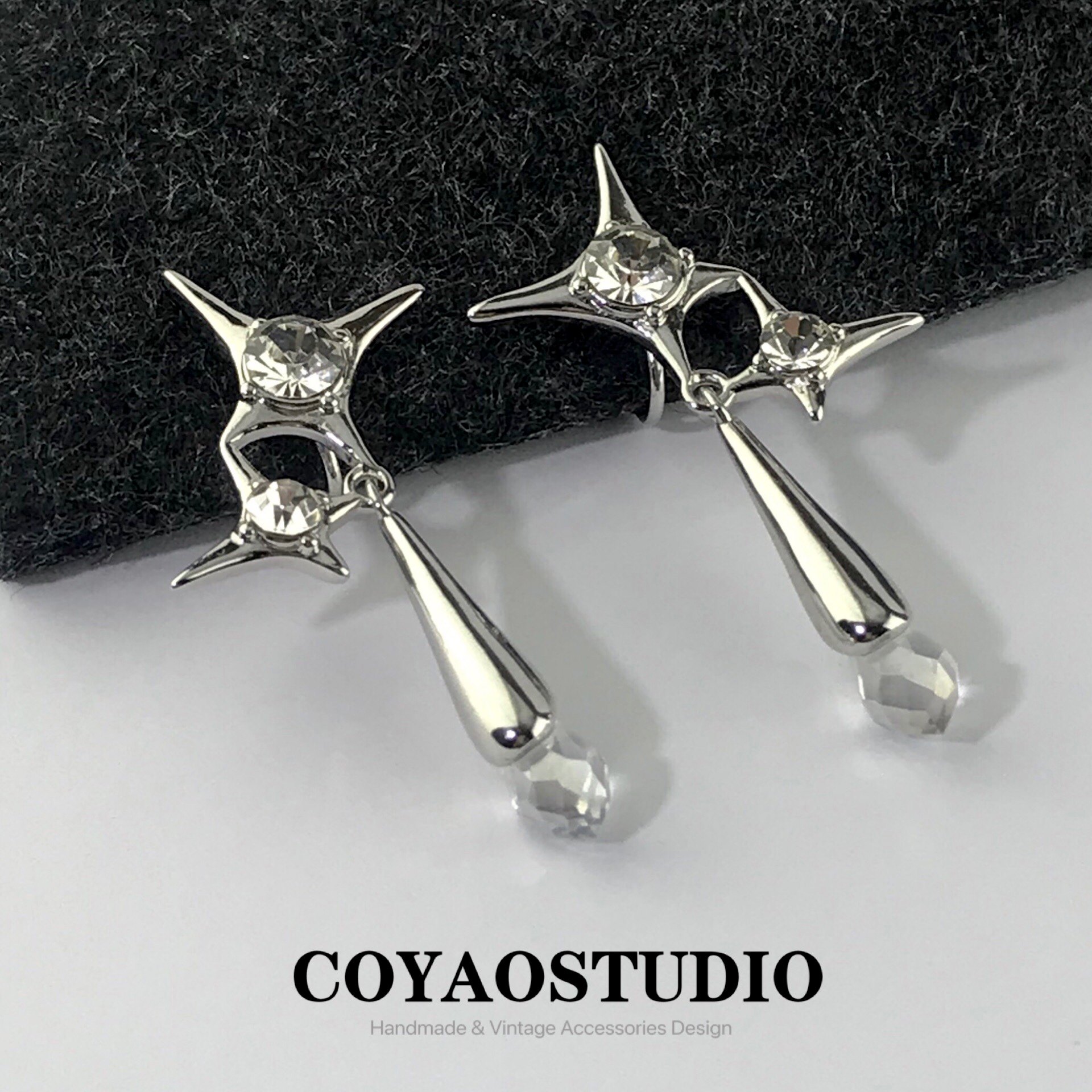 Original Zircon Octagram Mosquito Incense Plate Ear Clip Sweet, Cool, Indifferent, Small Design Sense, Personality, No Ear Pierce Earrings