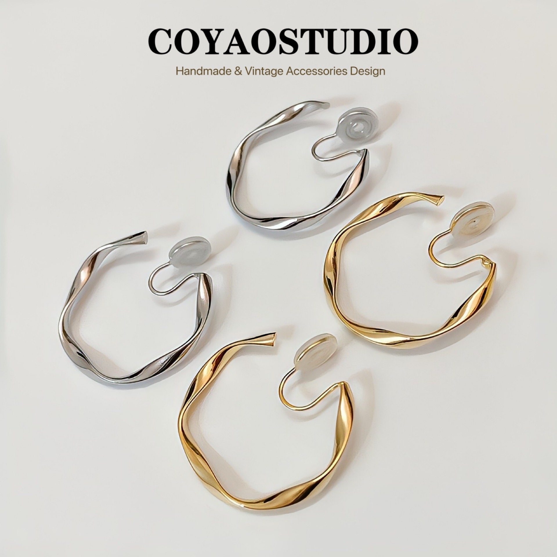 No ear holes must enter the classic twist big earrings high-end round twisted ear clips female mosquito coil exaggerated earrings