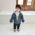 Bé trai cộng với áo khoác nhung trẻ em mùa đông trùm đầu áo sơ mi bé trai tóc cừu denim áo khoác trẻ em dày lên ao khoac tre em Áo khoác