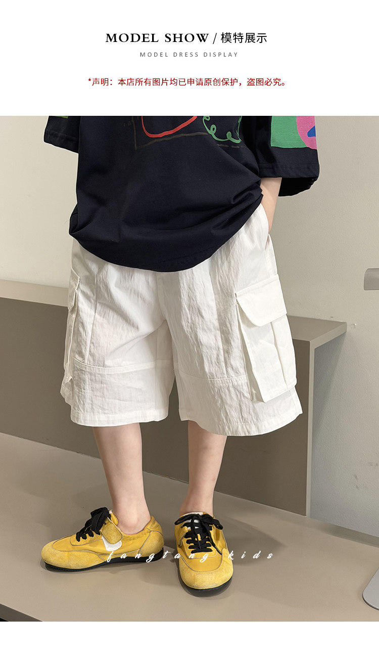 儿童裤子男童工装短裤夏季2026新款中大童男孩休闲宽松薄款五分裤 — 11