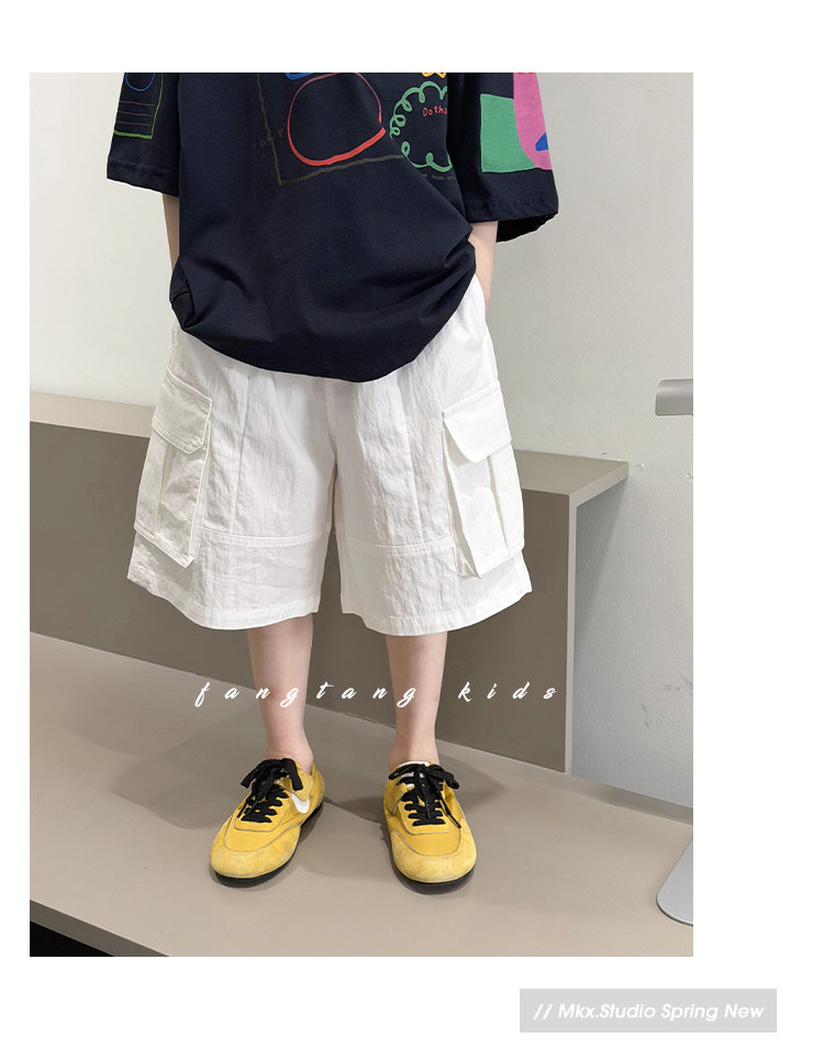 儿童裤子男童工装短裤夏季2026新款中大童男孩休闲宽松薄款五分裤 — 14
