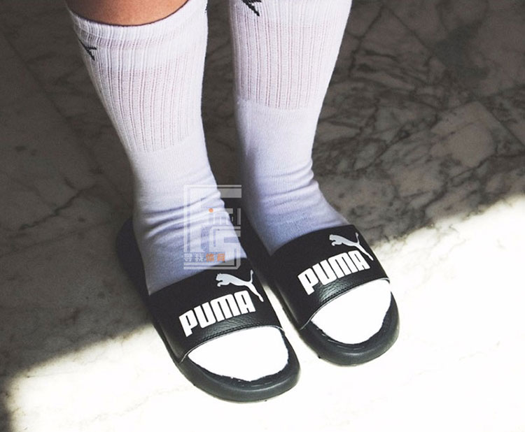 PUMA Hummer Popcat logo đen trắng đôi nam nữ dép thể thao giản dị 360265-10-12-01-25 dép uniqlo