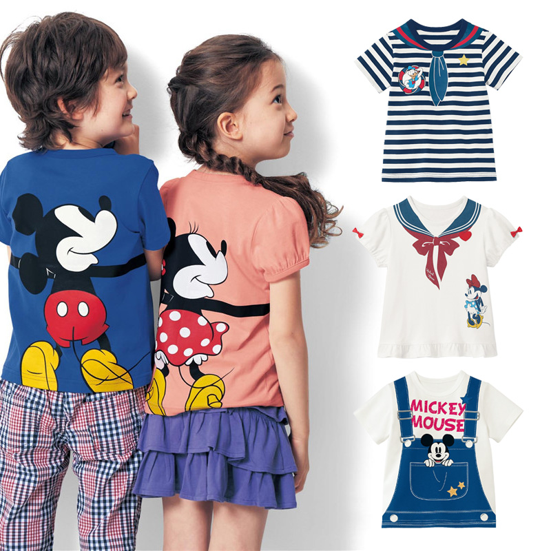 Exit Day Department Girls Summer Pure Cotton Short Sleeve T-shirt Female Baby Foreign Trade Summer Clothing Children Cartoon White Half Sleeve Thin 3