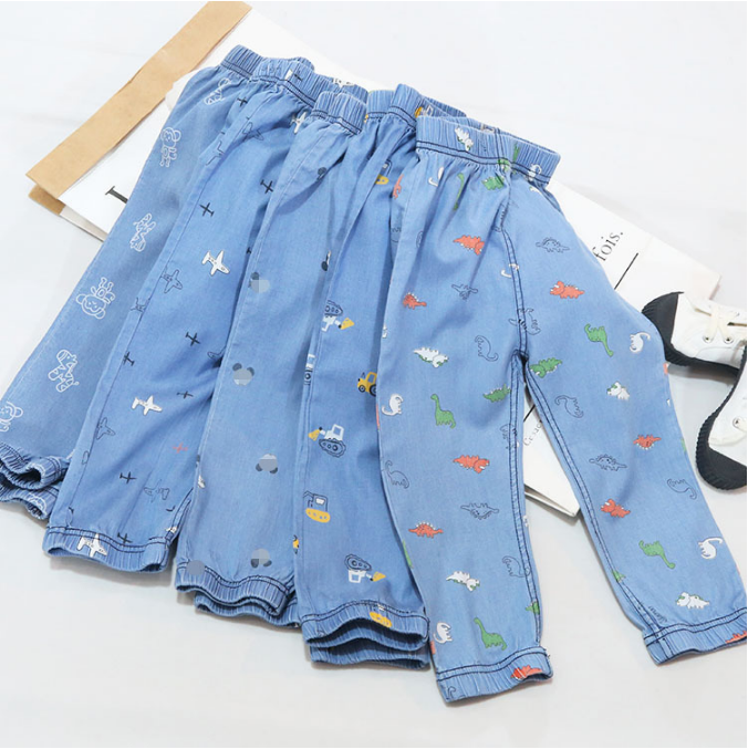 Clearance Clearance Children's Long Pants Summer Children's Clothing Boys and Girls Anti-mosquito Pants Casual Cool Tencel Jeans