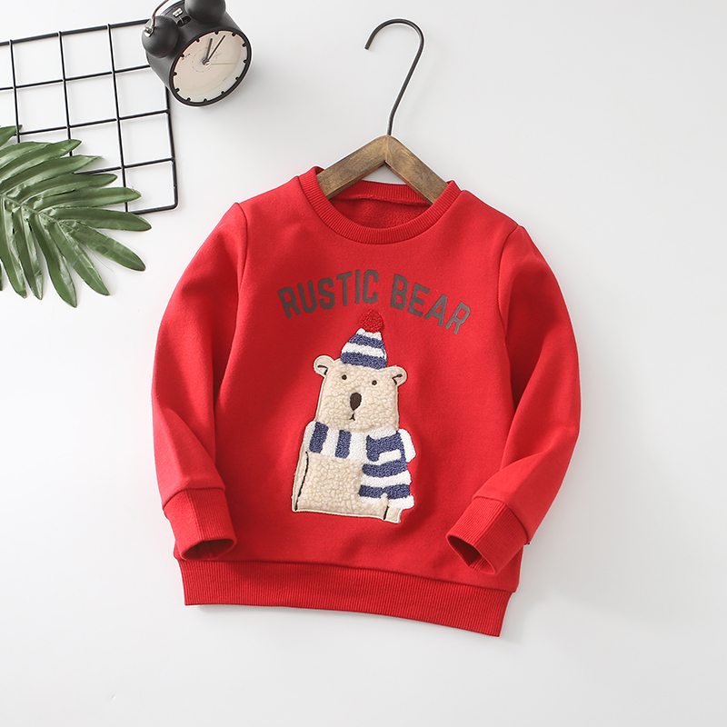 Thousand fun children's jersey cotton circle long sleeves New Year's clothes red cartoon T-shirt