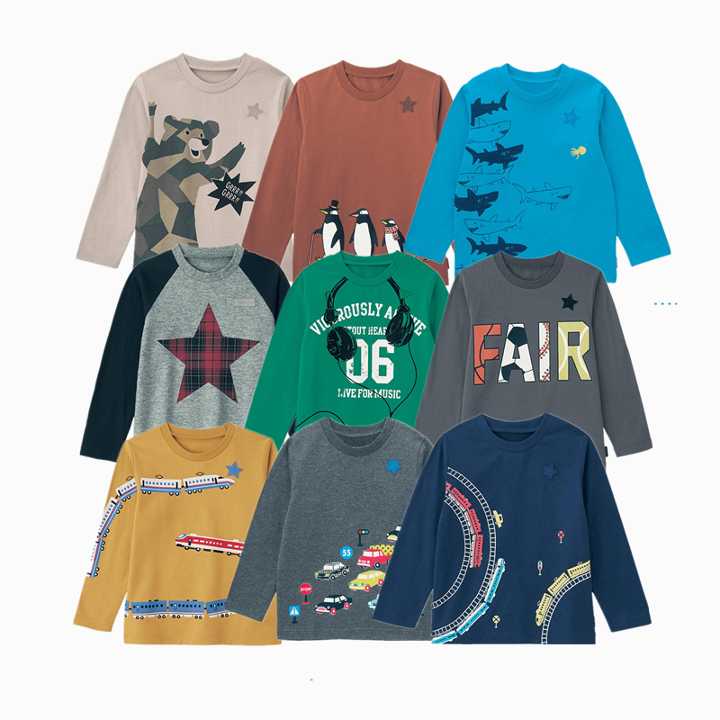 Children's Spring and Autumn cotton long - sleeved T - shirt boys beat a shirt day and a single - child clothing foreign trade tail list