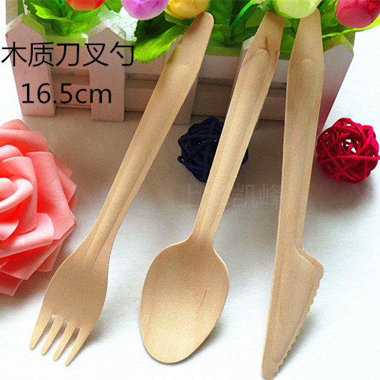 Disposable wooden tableware spoon spoon of disposable knife and fork spoon