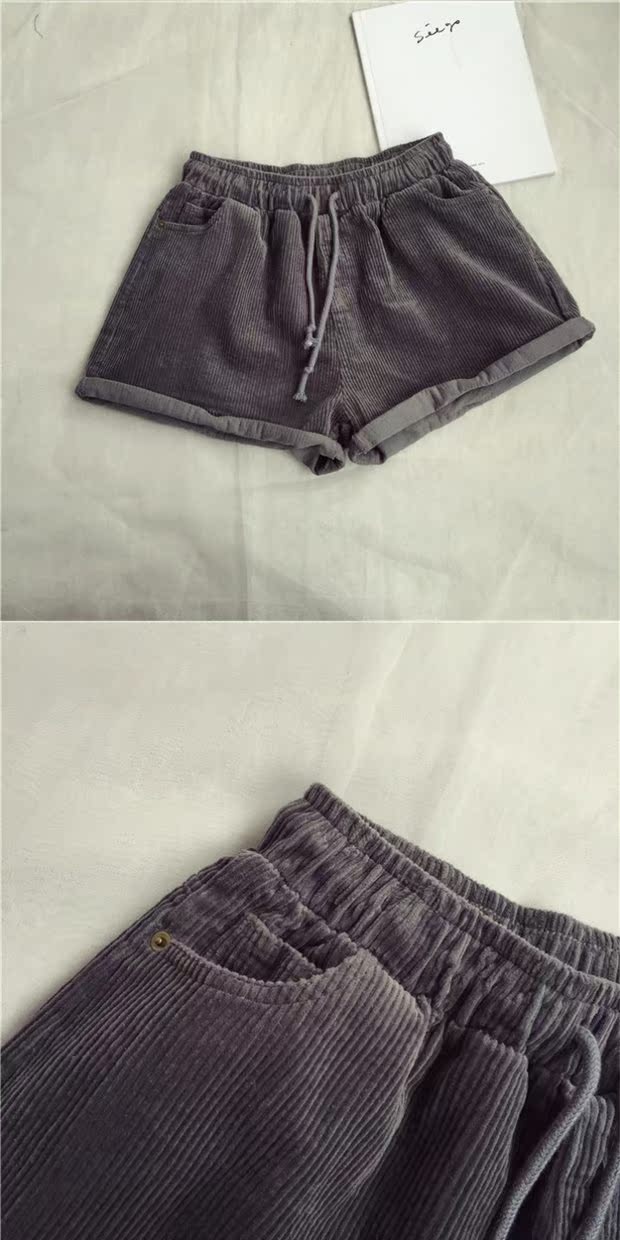 Phiên bản hàn quốc mùa thu đông của phụ nữ buông xõa màu hoang dã thun thun nhung quần short eo cao cạp cao quần ngoài ống quần thủy triều quần áo thời trang nữ