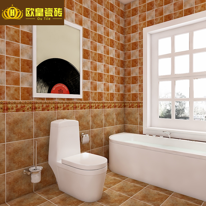 American country bathroom tiles Powder room bathroom anti-slip wear-resistant floor tiles Mediterranean kitchen vintage antique tiles