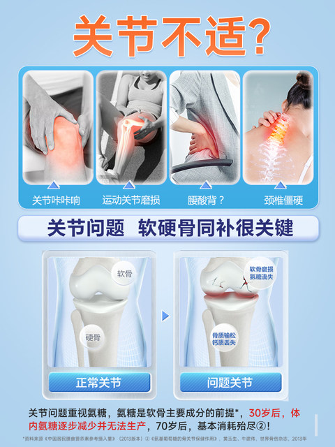 Tomson By-Health Glucosamine Chondroitin Plus Calcium Tablets Calcium Supplement Pain Middle-aged and Elderly Joint Protection Pueraria Genuine Jianliduo