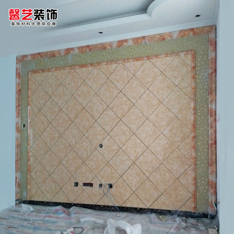 TV wall border line imitation marble tile background wall living room modern simple microcrystalline background wall 8cm