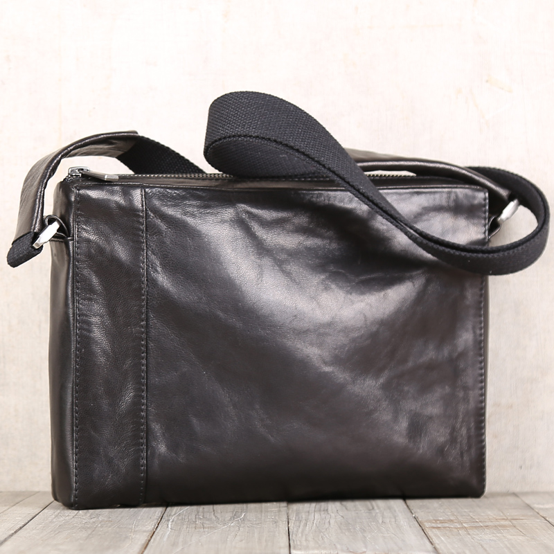 Original design Men's goatskin handmade leather bag Casual cross section crossbody shoulder bag Leather small briefcase
