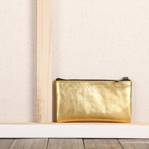  Original golden cowhide horizontal small coin purse mens and womens leather casual leather bag leather wallet card bag small storage bag