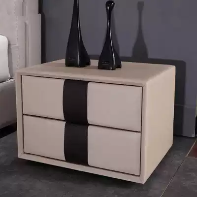 E1 grade environmental protection density board simple modern drawer leather art storage bedside table can be customized color