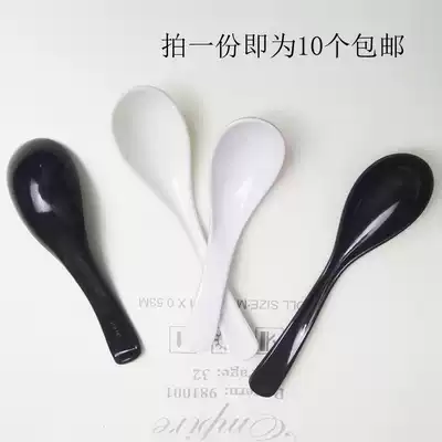 Melamine disinfection spoon short handle curved bottom long handle beautiful dish ticket root white spoon black spoon rice spoon plastic