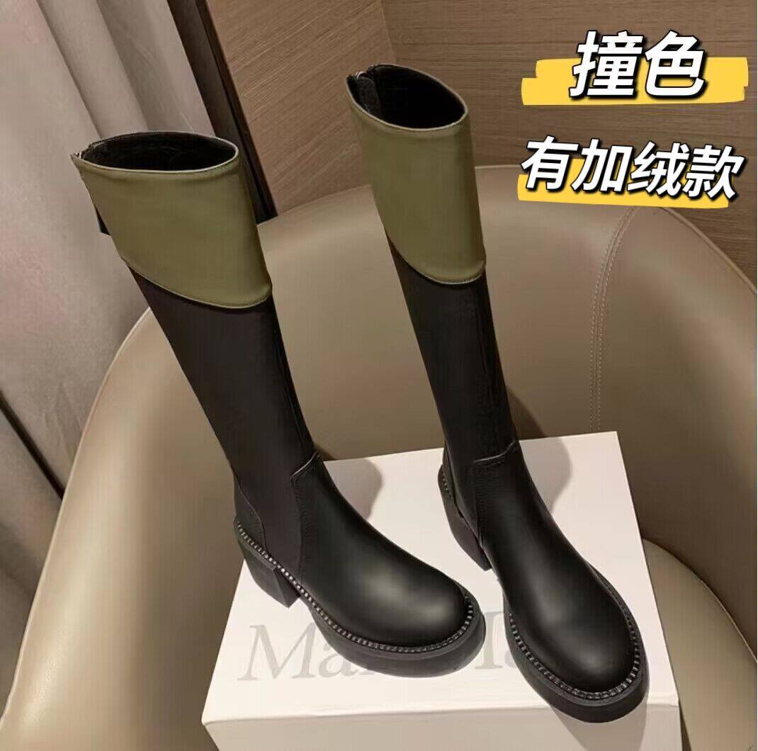 Color-sharpening boots high and frosted knight boots coarse and smoke boots thick soles small fragrance vintage