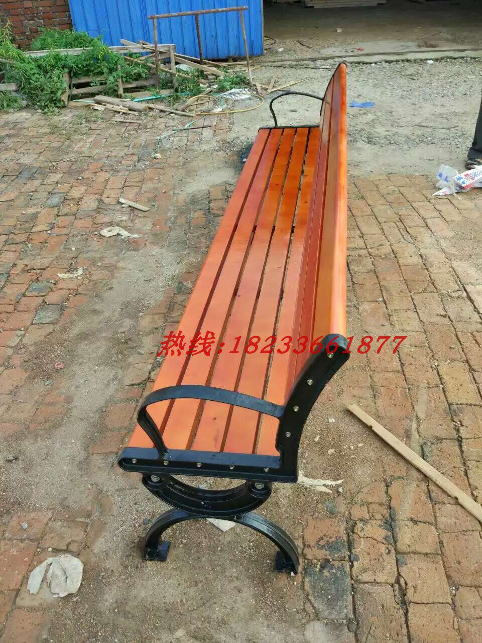 Outdoor Leisure Chair Outdoor Park Chairs Cast-iron Embalming Wood Square Benches Benches Long Stools Solid Wood Leaning Back Chairs