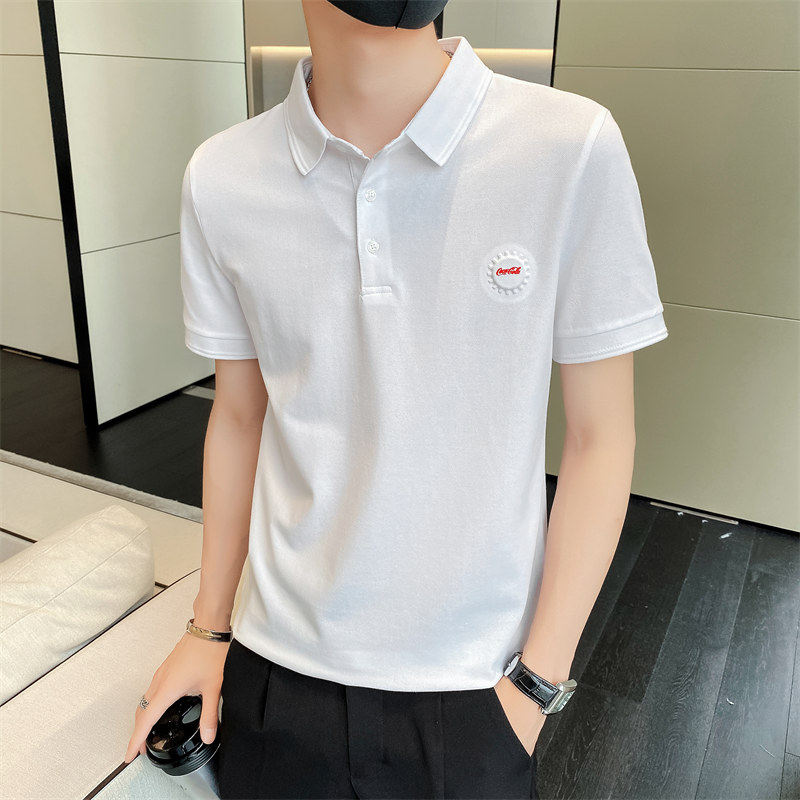 PL3120#夏季男士纯色简约大气个性瓶盖凹凸印翻领短袖POLO衫1 P55