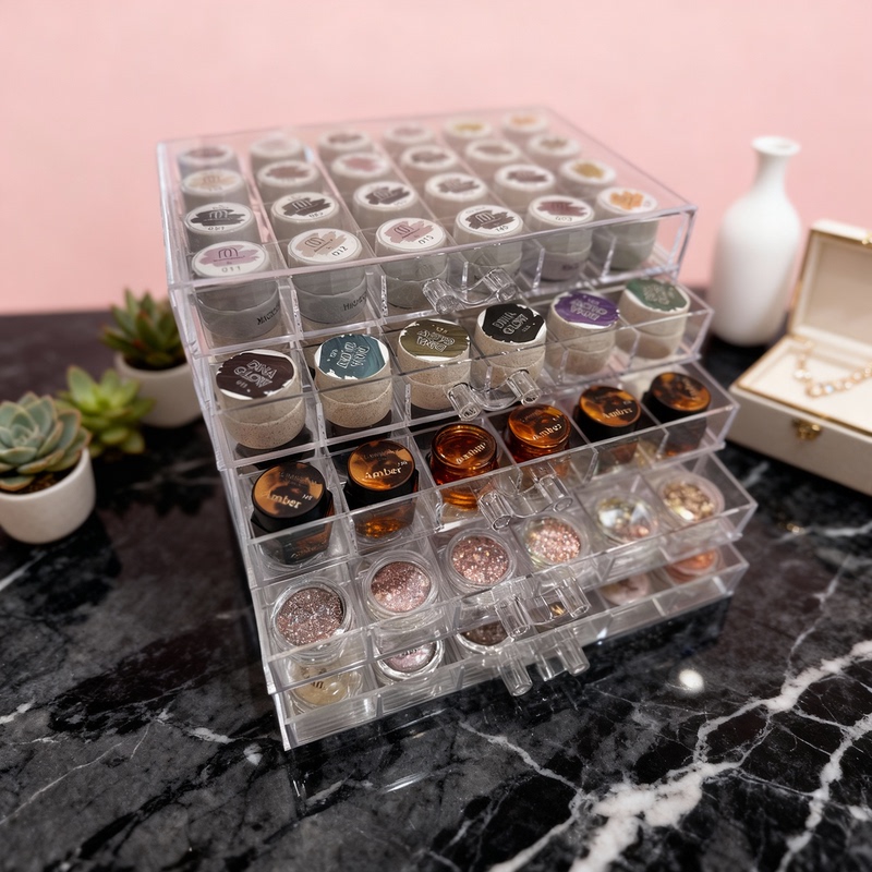 Acrylic Phototherapy Gel Storage Box, Nail Art Accessory Box, Nail Polish Gel, Glitter Flakes, Transparent Gel Jar, Gel Storage
