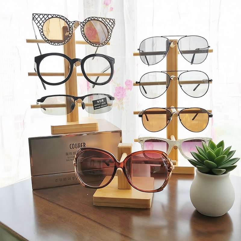 High-End Lacquered Eyewear Display Stand, Solid Wood Sunglasses Display Rack, Bamboo Sunglasses Stand, Eyewear Display Props High-End Lacquered Eyewear Display Stand, Solid Wood Sunglasses Display Rack, Bamboo Sunglasses Stand, Eyewear Display Props