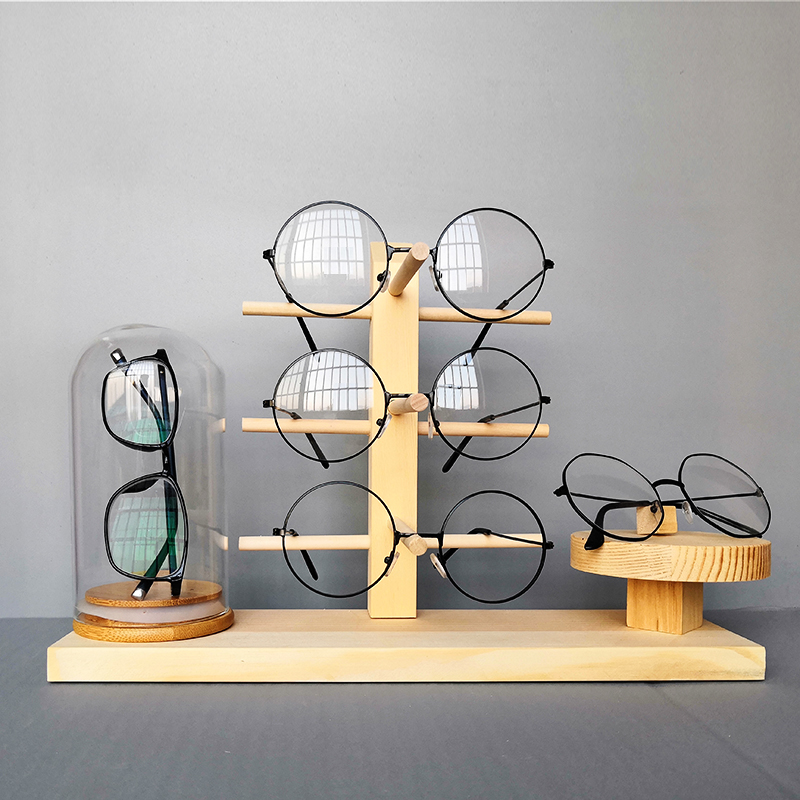 High-grade solid wood glasses display frame sunglasses Sunglasses display cabinet display decorative props Creative glasses table glass