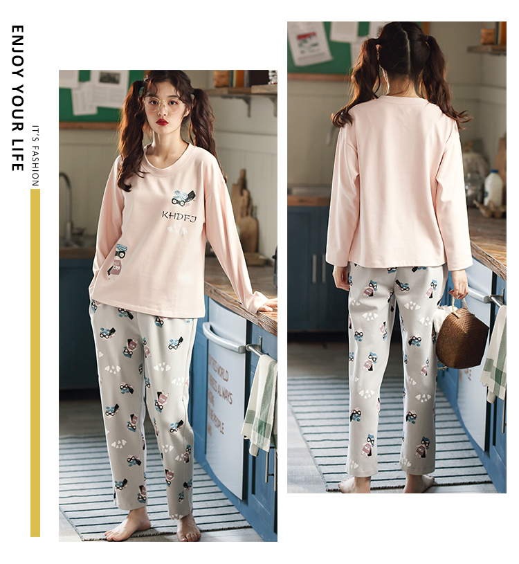 Mùa xuân và mùa thu ít phụ nữ đồ ngủ dài tay nữ mùa hè cotton phù hợp với phần mỏng Phiên bản Hàn Quốc có thể mặc bên ngoài dịch vụ nhà ngọt ngào và đáng yêu pijama nữ