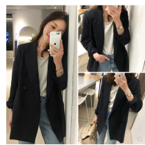 Counter 2021 spring new black small suit women's long loose Korean professional casual coat coat tide