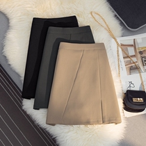 Special Cabinet Design Sensation Fork Half Body Dress Woman 2021 Fall New High Waist Display Slim A Character Packs Hip Defense Walking Light Short Skirt