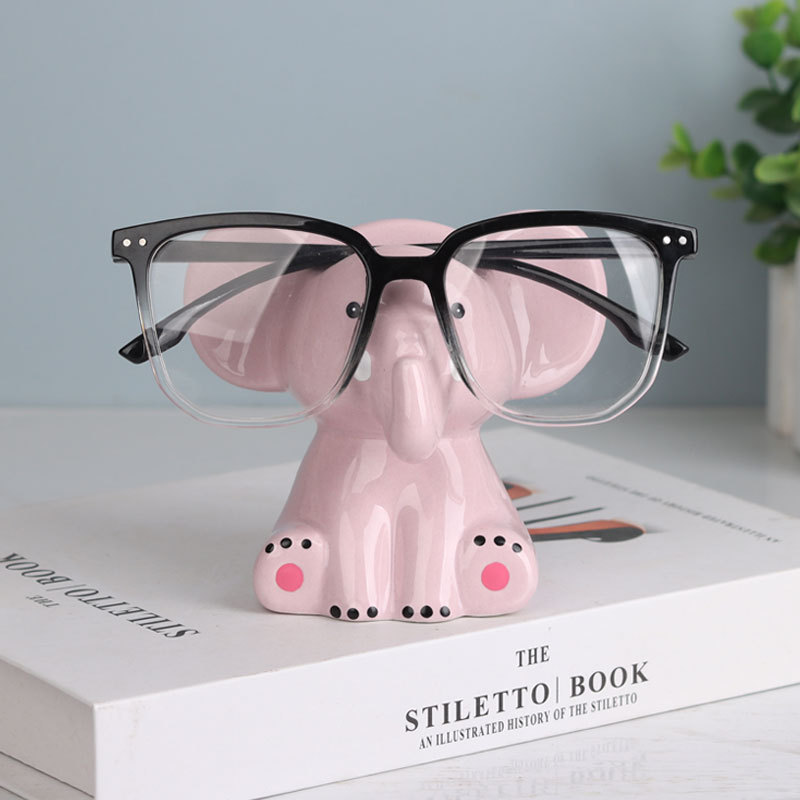 Creative Cute Little Elephant Glasses Holder, Eyeglasses Store Props, Decorations, Eyewear Display Cabinet Ornaments, Glasses Stand