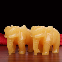 Natural topaz elephant ornaments town house transfer fortune and blessing home furnishings 6 inches