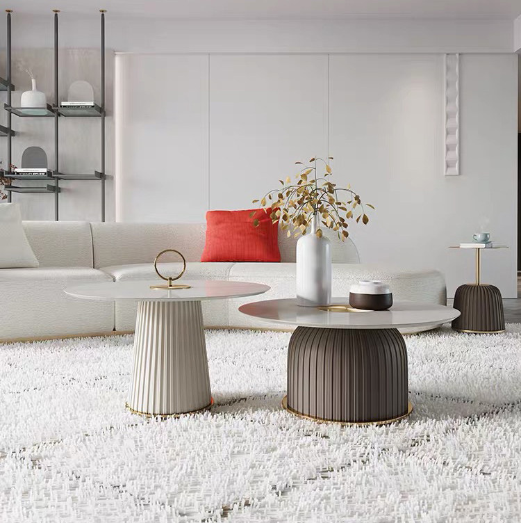 Italian light luxury coffee table size round Hong Kong style creative coffee table simple design post-modern living room small tea table