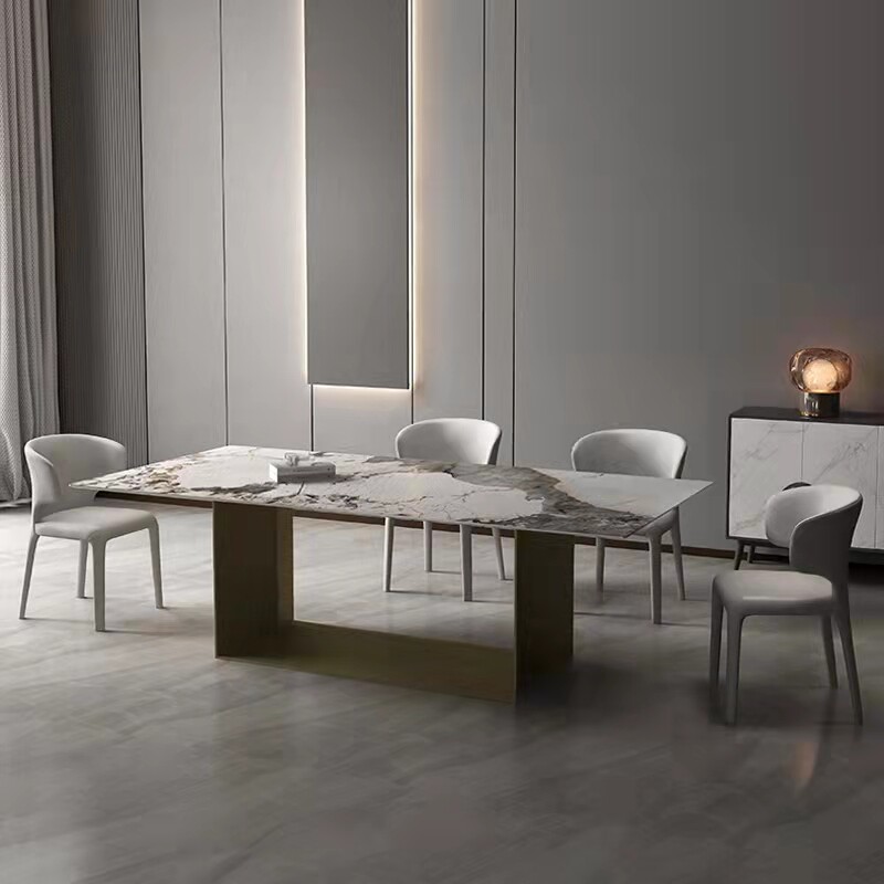 Italian Designer Rock Board Table Delifeng Brands Rectangular High-end Villas Home 8 People Light Extravagant Dining Table 