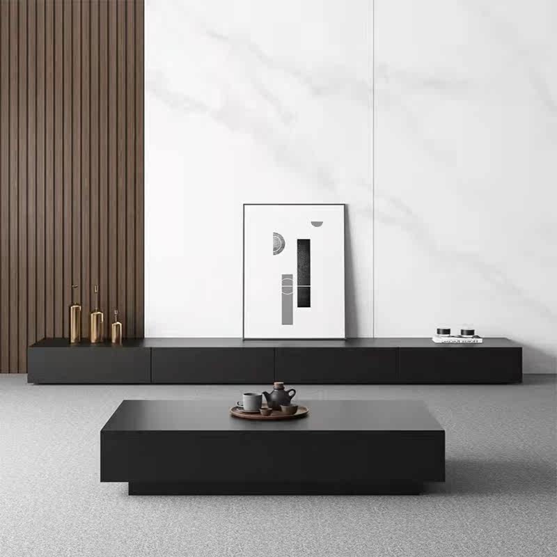 Rock board floor TV cabinet pure white minimalist light luxury floor cabinet TV cabinet floor cabinet long strip background wall 3 meter cabinet