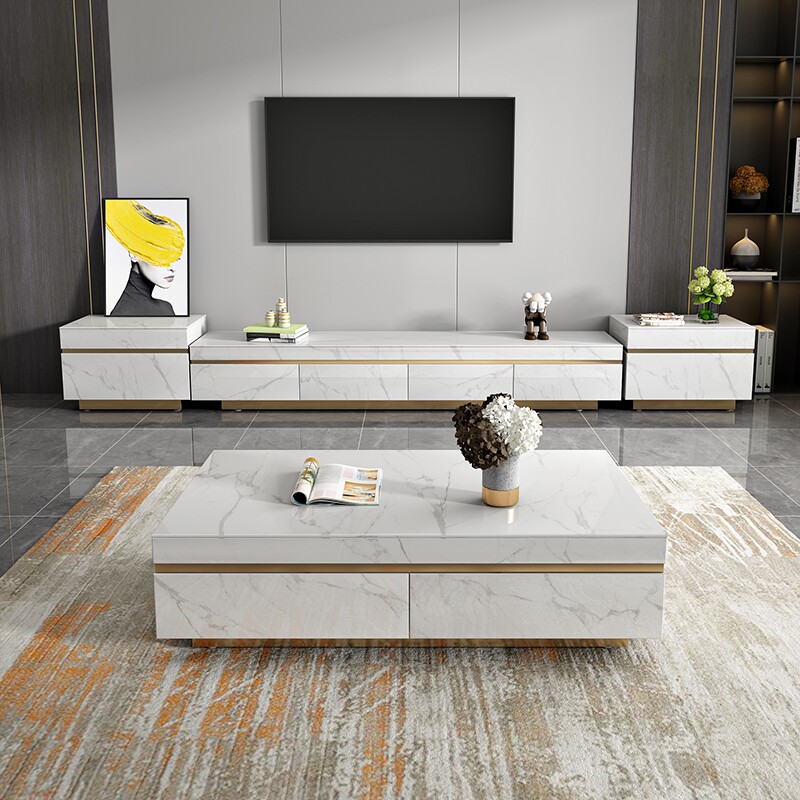 Lighty rock tea cabinet TV cabinet combined Lightweight luxury modern minimal household living room storage cabinet