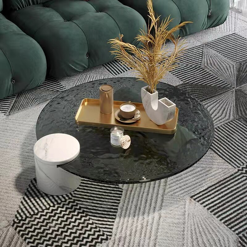 Modern light luxury natural marble Baxter water ripple coffee table circular designer ins creative living room minimalist