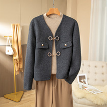 High-end small fragrance hand-sewn wool coat 2024 autumn and winter new double-sided wool coat womens short Korean version