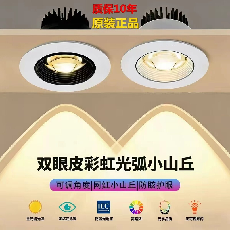 Rainbow Double Eyelid Small Hill Spotlight Background Wall Led Embedded Living Room Cob Full Spectrum Anti-Glare