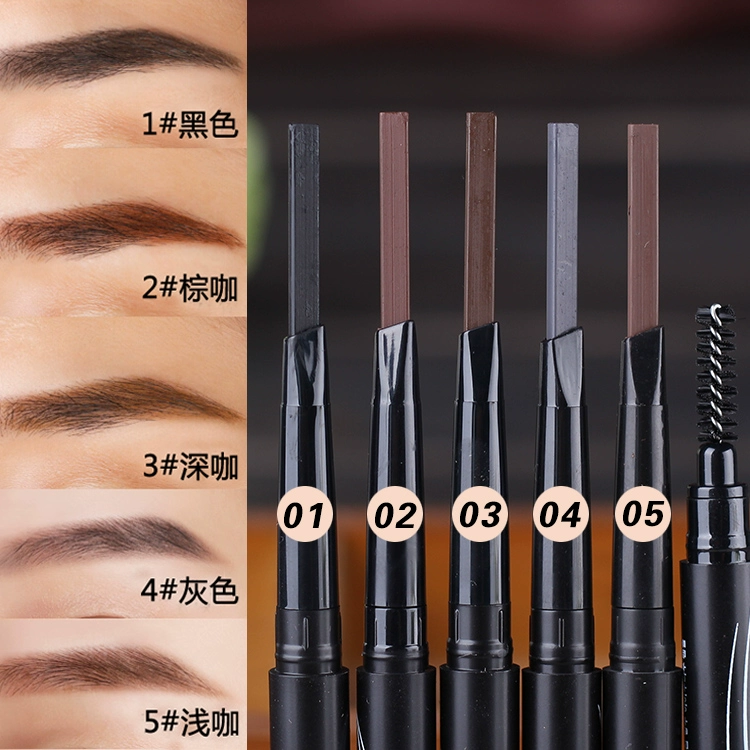 Midnight Cool Black Automatic Rotating Eyebrow Pencil Triangle Flat Tip Refill Cọ lông mày không thấm nước Korean Thrush Free - Bút chì lông mày / Bột / Stick