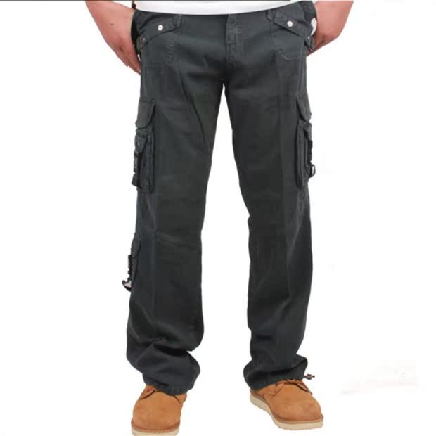 Quần yếm nam ngoài trời Multi-Pocket Straight Slim Cotton Casual Loose Quần cỡ lớn Khuyến mãi jogger nam
