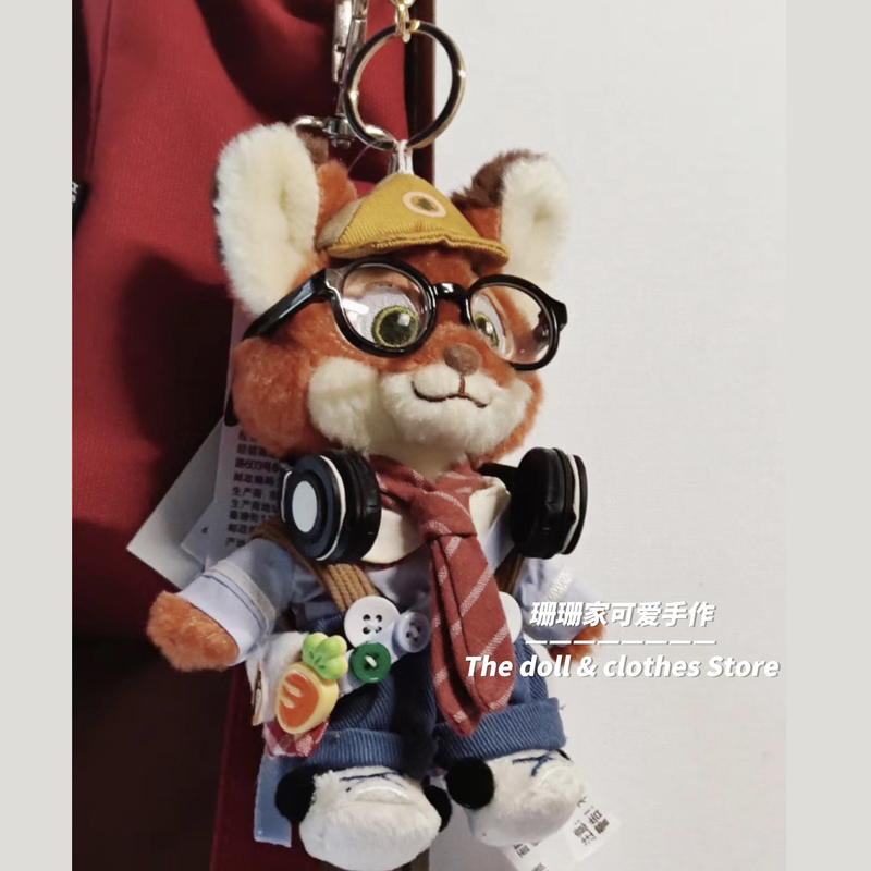[Shanshan Handmade] Nick Fox Plush Doll Pendant with 10cm Doll Clothes Keychain Animal Crazy City Doll Clothes