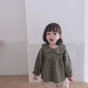 Candy Grandpa Girls Thu và Winter Mới Retro Nhỏ Hoa lớn Ve áo búp bê Áo sơ mi trẻ em Áo sơ mi trẻ em Hàn Quốc