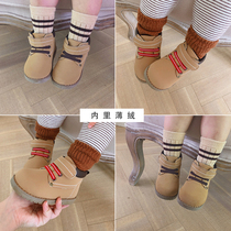 Young Yo-yo Girl Spring Autumn Money Warm Bull Gluten Bottom Shoes Children Yinglun Wind Small Leather Shoes Help Hiking Shoes