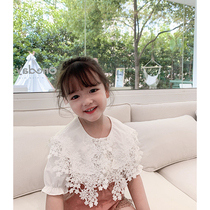 Young Yo-yo Girl Summer Clothing 2022 New Trendy Big Flip Collar Shirt Thin childrens blouses Baby fresh lining damp